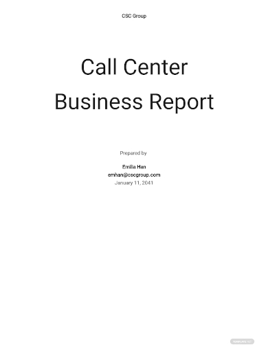 call center report template