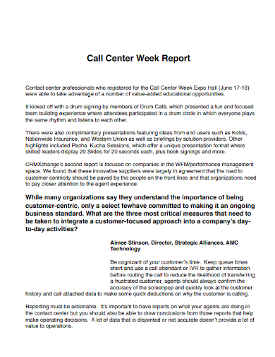 call center week report