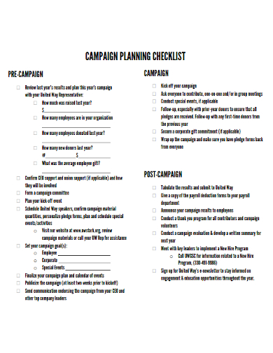 campaign planning checklist