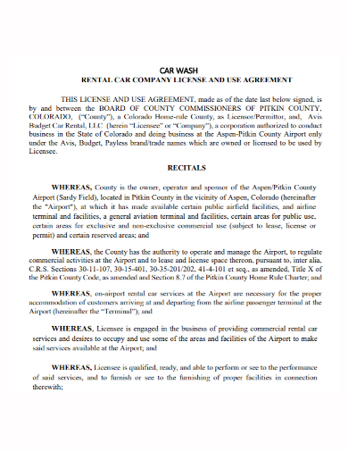 car wash rental license agreement