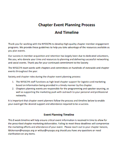 chapter event planning process timeline