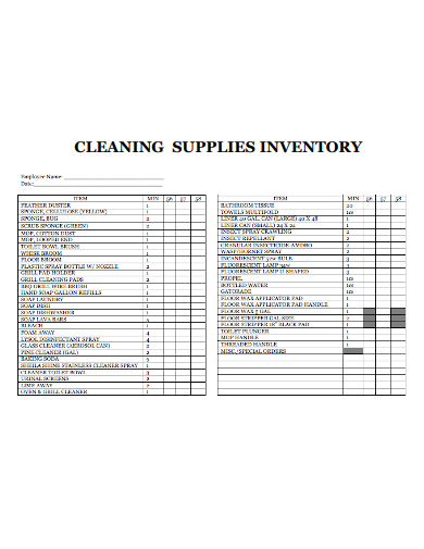 cleaning supply inventory