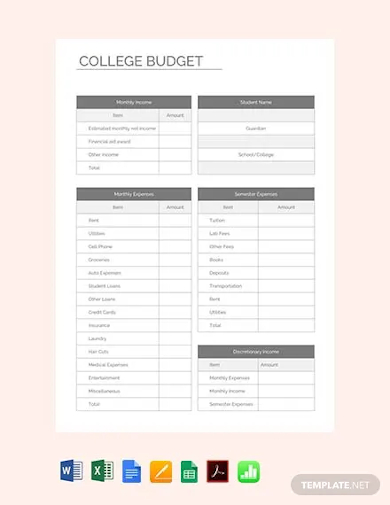 college budget template