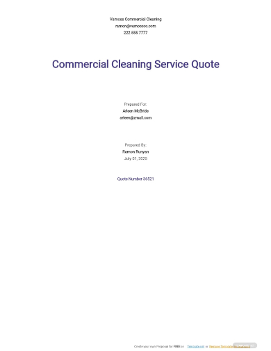commercial cleaning quotation template