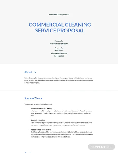 commercial cleaning service proposal template