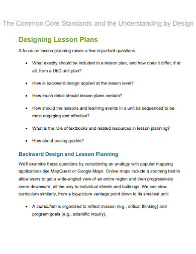 common core designing lesson plan