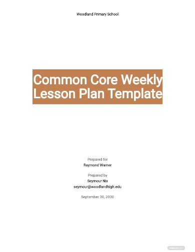 common core weekly lesson plan template