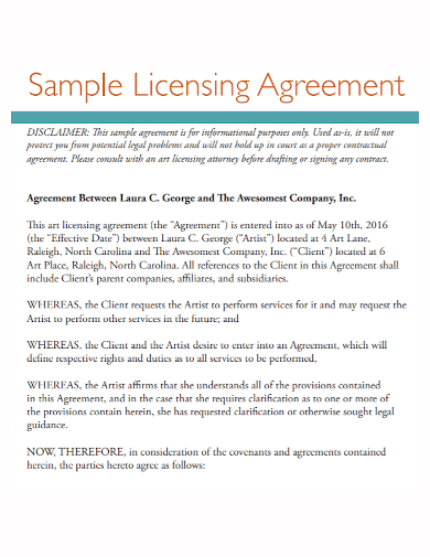 company artist licensing agreement