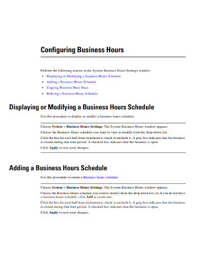 configuring business hours