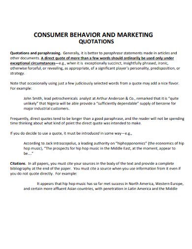 consumer behaviour marketing quotation