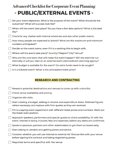 corporate external event planning checklist