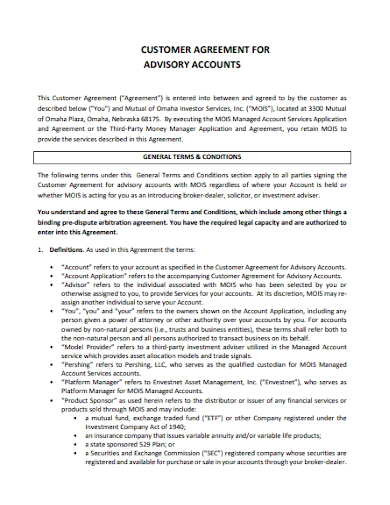 customer agreement for advisory accounts