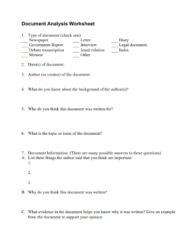 document analysis worksheet
