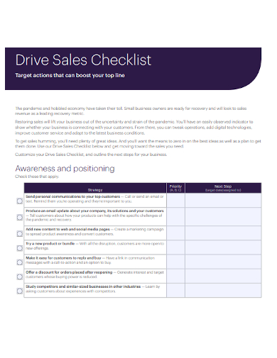 drive sales checklist