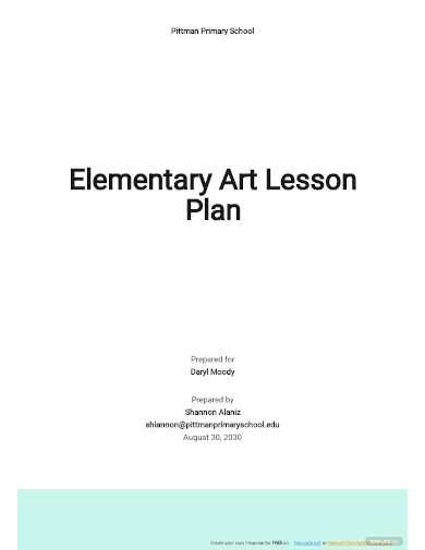 elementary art lesson plan template