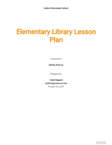 elementary library lesson plan template