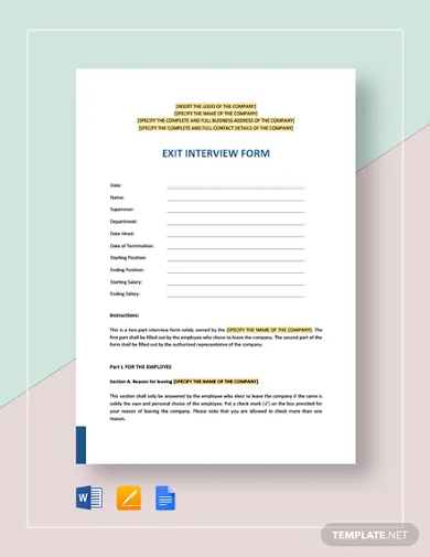 employee exit interview form template