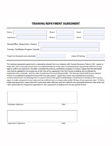 Employee Repayment Agreement Template