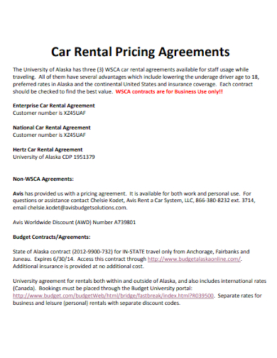 enterprise car rental pricing agreement