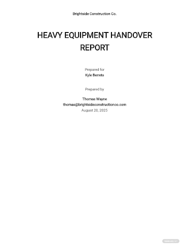 equipment handover report