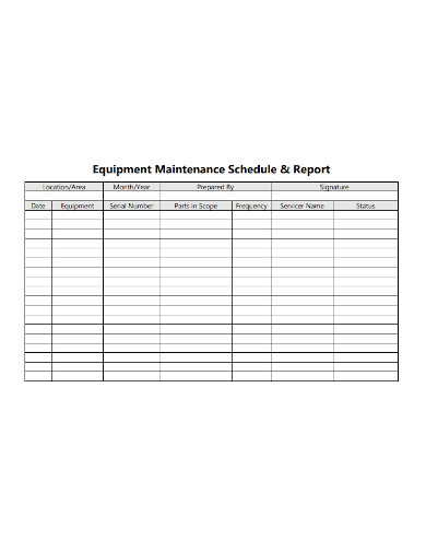 equipment maintenance schedule report