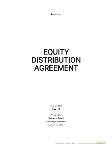 equity distribution agreement template