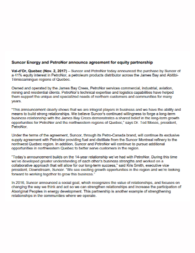 equity energy partnership agreement
