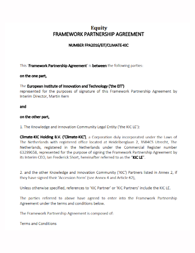 equity framework partnership agreement