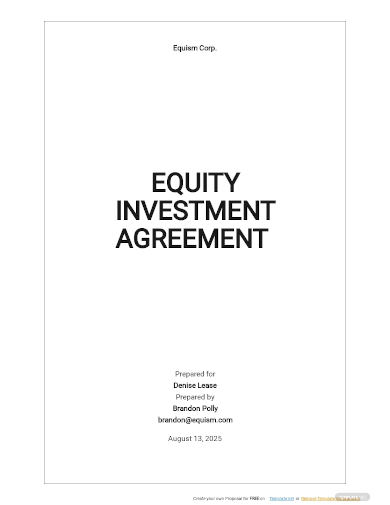 equity investment agreement template