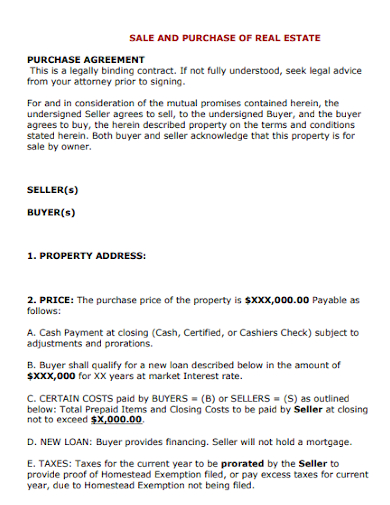 equity purchase real estate agreement