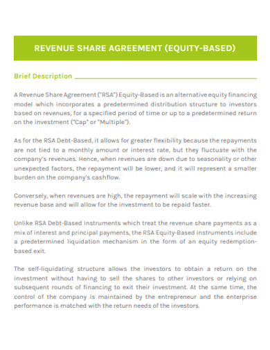 equity revenue sharing agreement