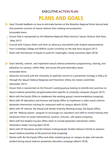 executive action plan goals