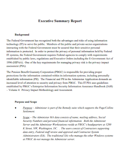 executive summary report
