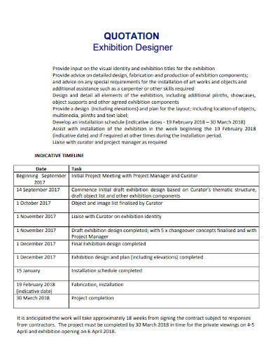 exhibition designer quotation