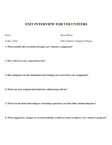 exit interview for volunteers