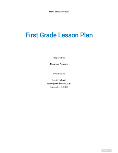 first grade lesson plan template