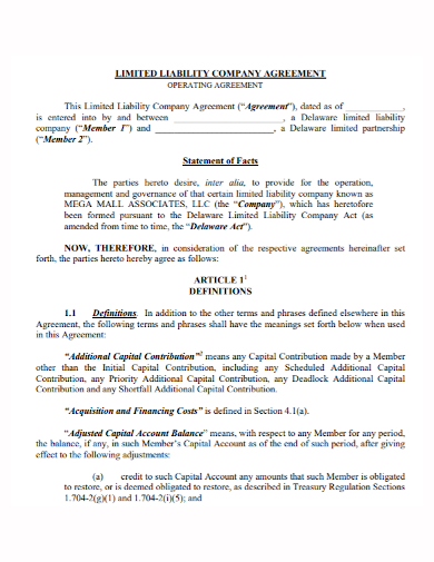 formal limited liability company operating agreement