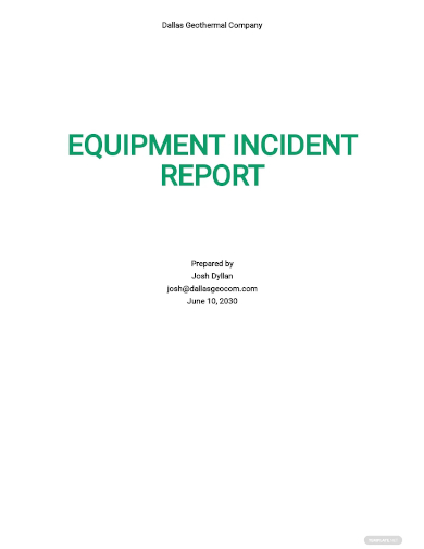 free equipment incident report
