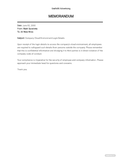 free professional email memo template