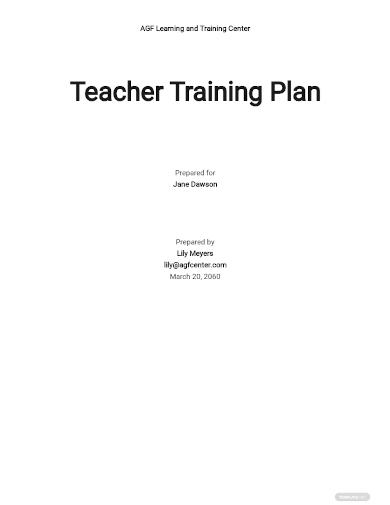 free teacher training plan template
