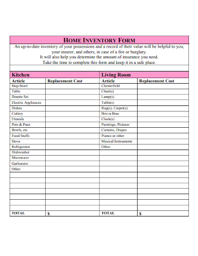 FREE 10+ Home Inventory Samples in MS Word | Google Docs | Google ...