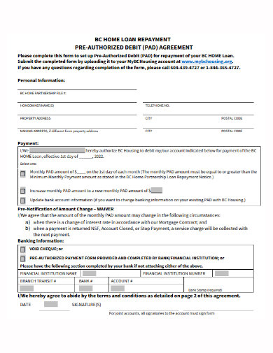 home loan repayment agreement