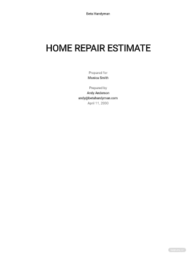 home repair estimate template