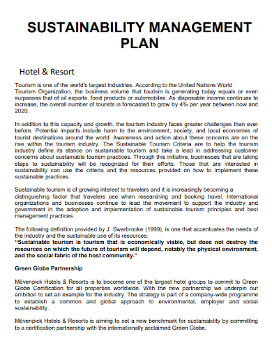 hotel and resort sustainability management business plan