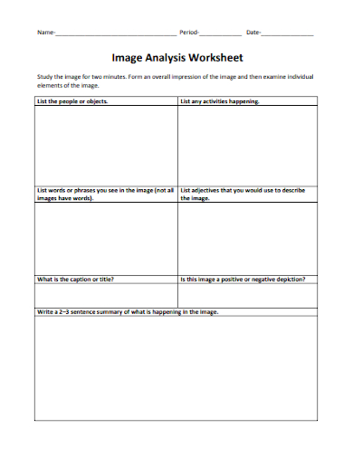 image analysis worksheet