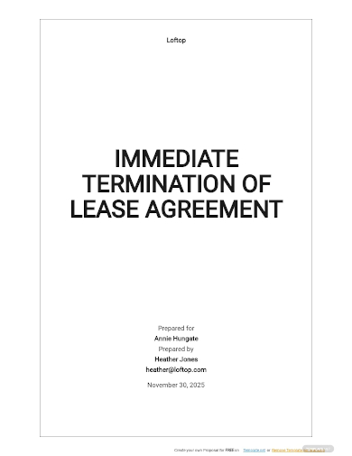 immediate termination of lease agreement template