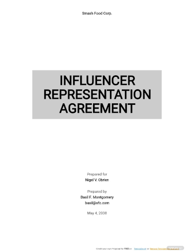 influencer representation agreement template