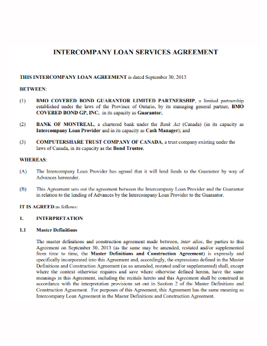 inter company loan services agreement