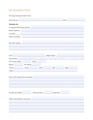 job quotation form