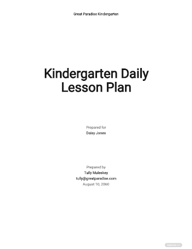kindergarten daily lesson plan template